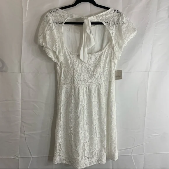 NWT Free People Hailee Lace Mini Dress in White, size L - Picture 15 of 16